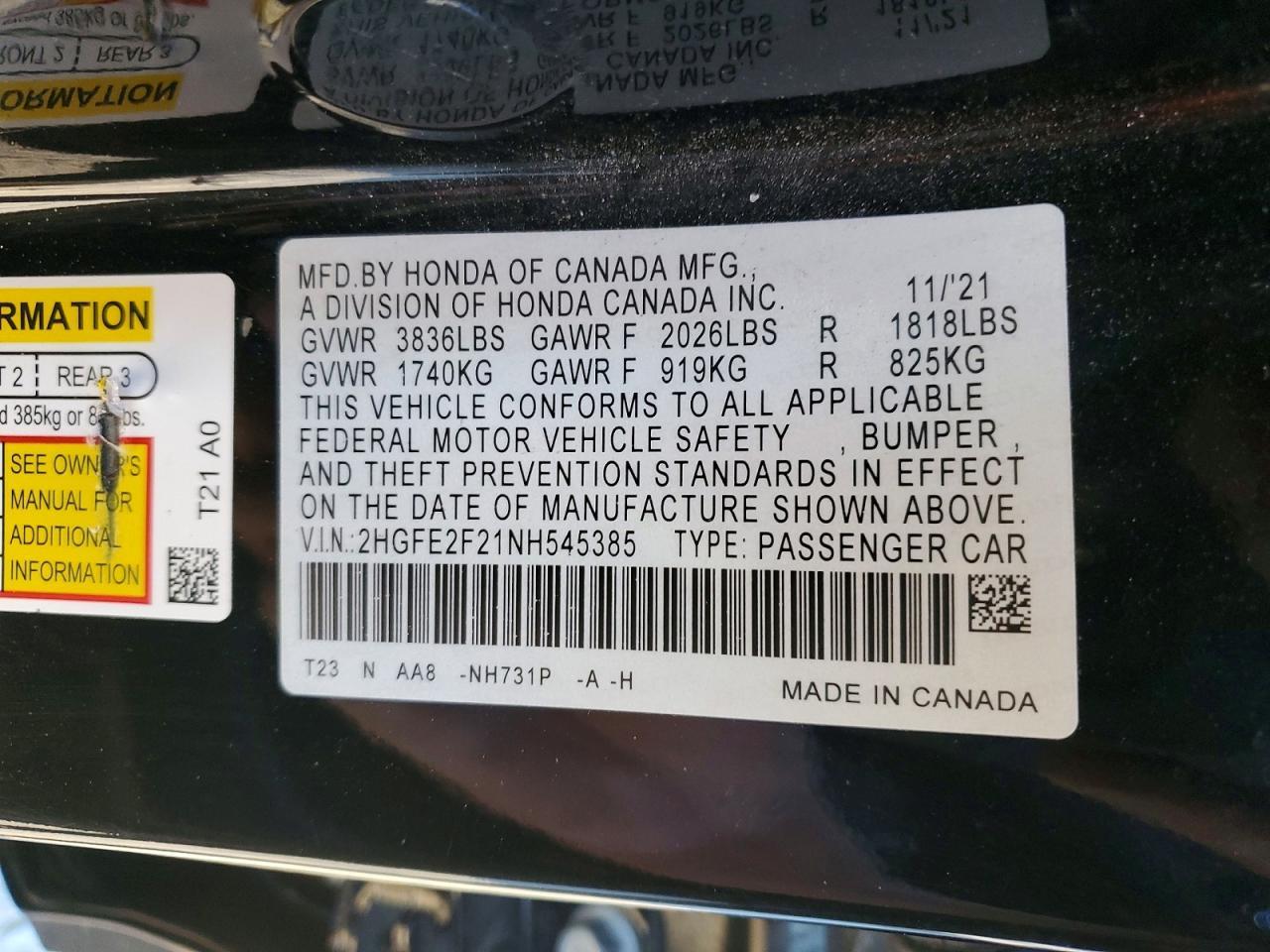 2022 Honda Civic lx