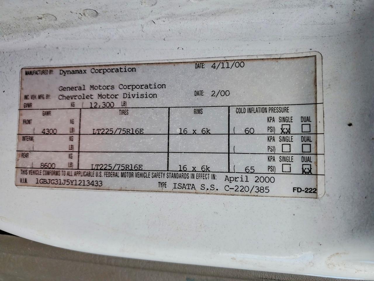 2000 Chevrolet Express G3500