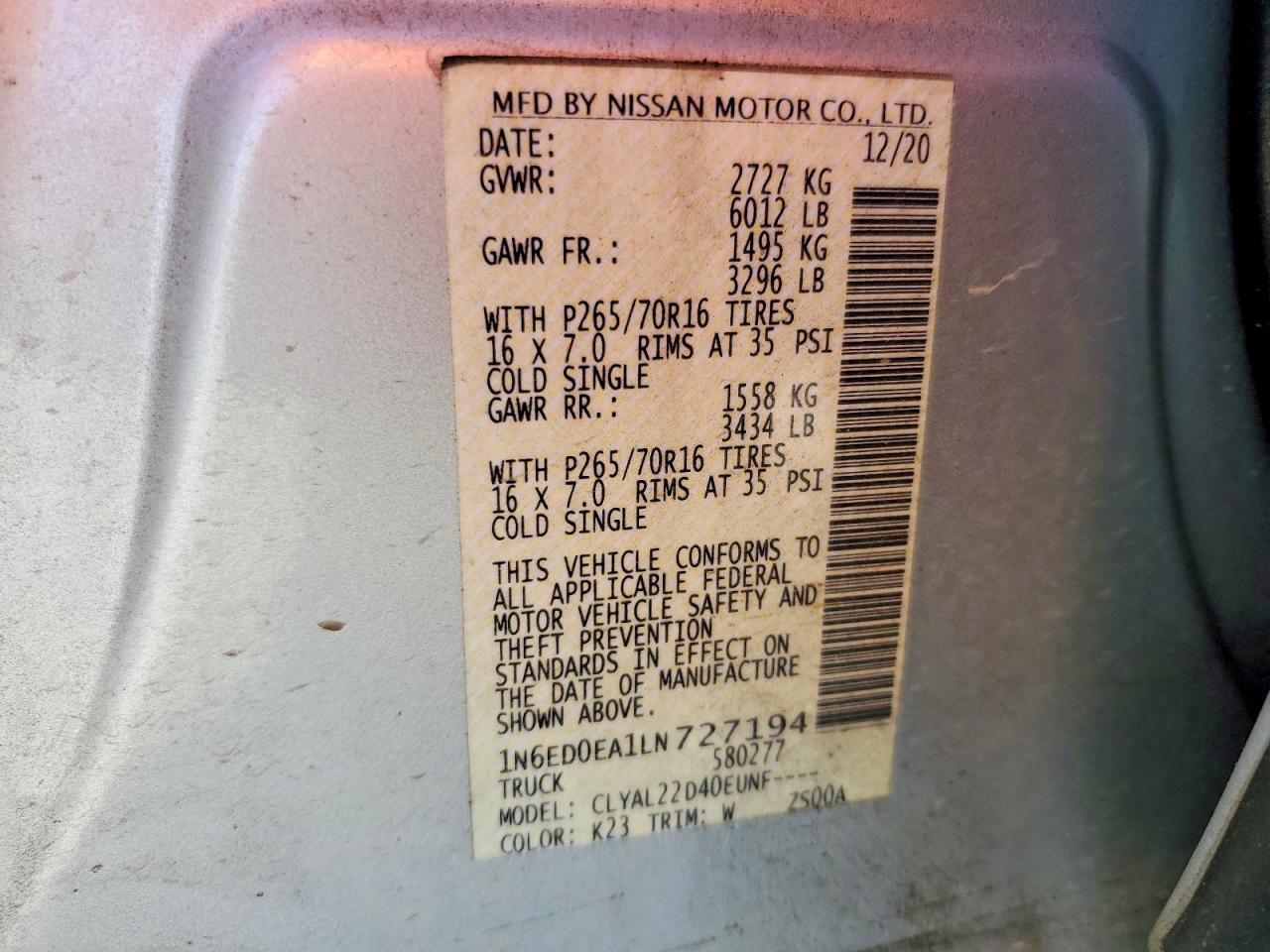 2020 Nissan Frontier SV