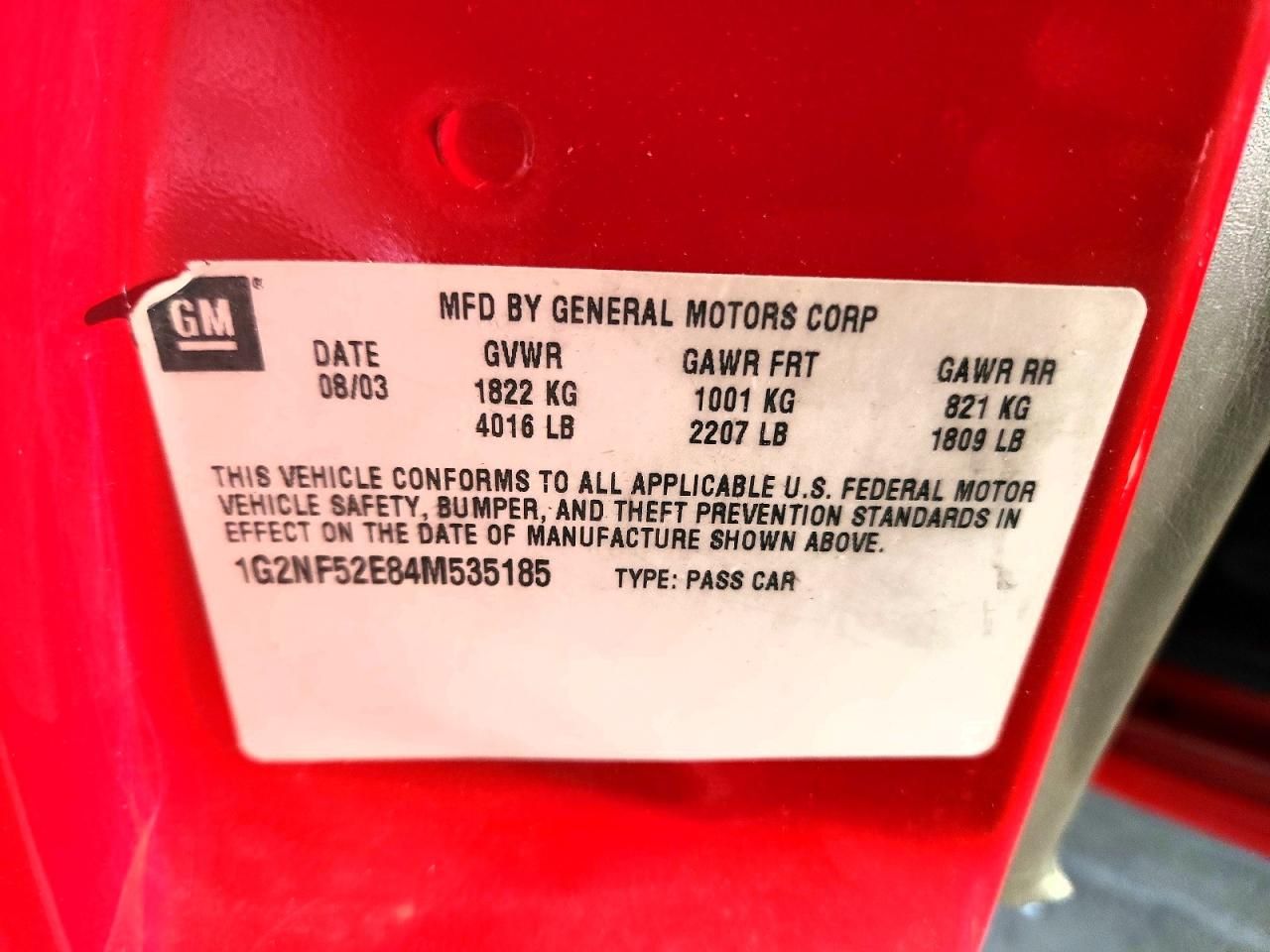 2004 Pontiac Grand am SE1