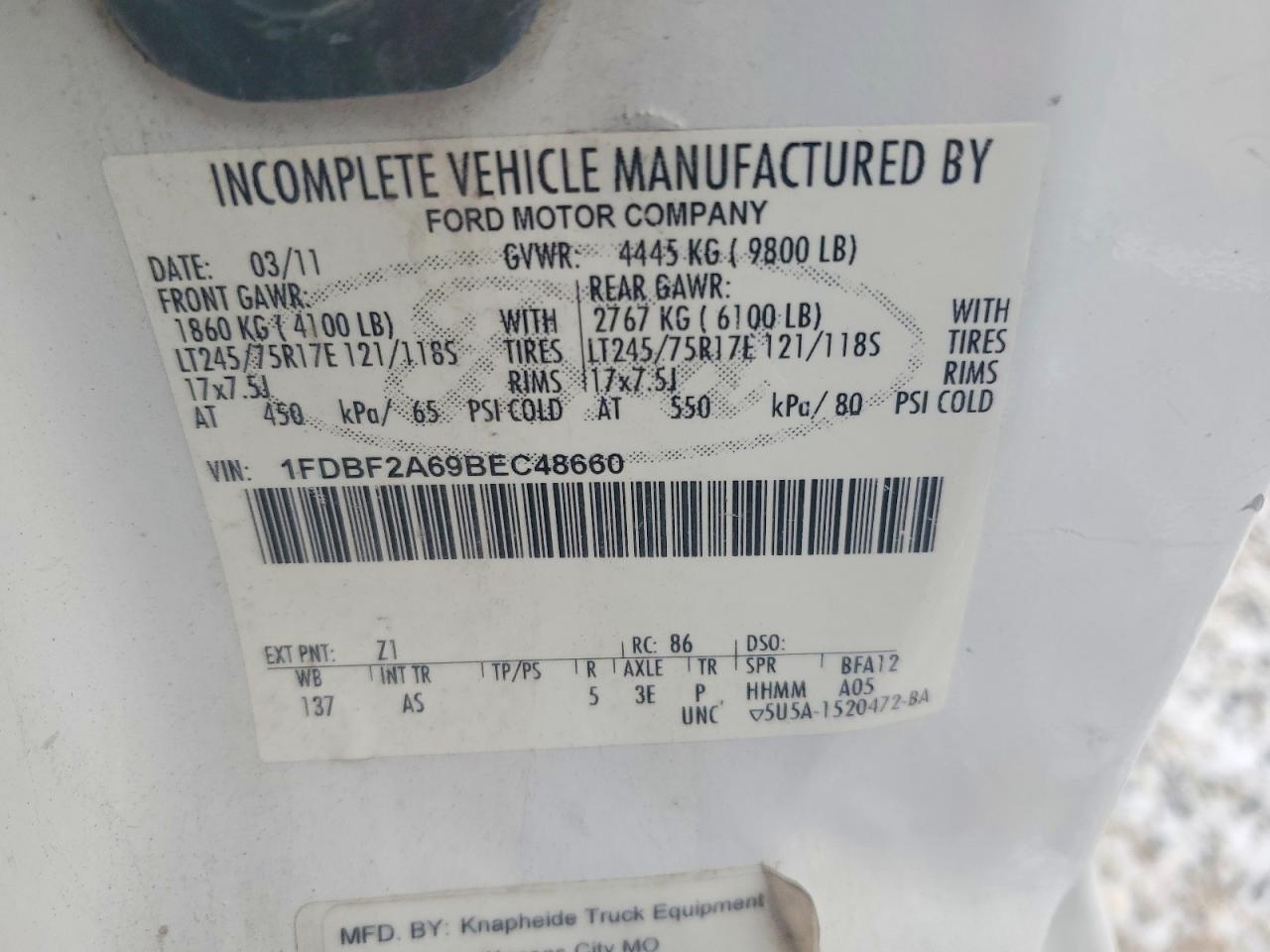 2011 Ford F250 Super Duty Utility / Service Truck
