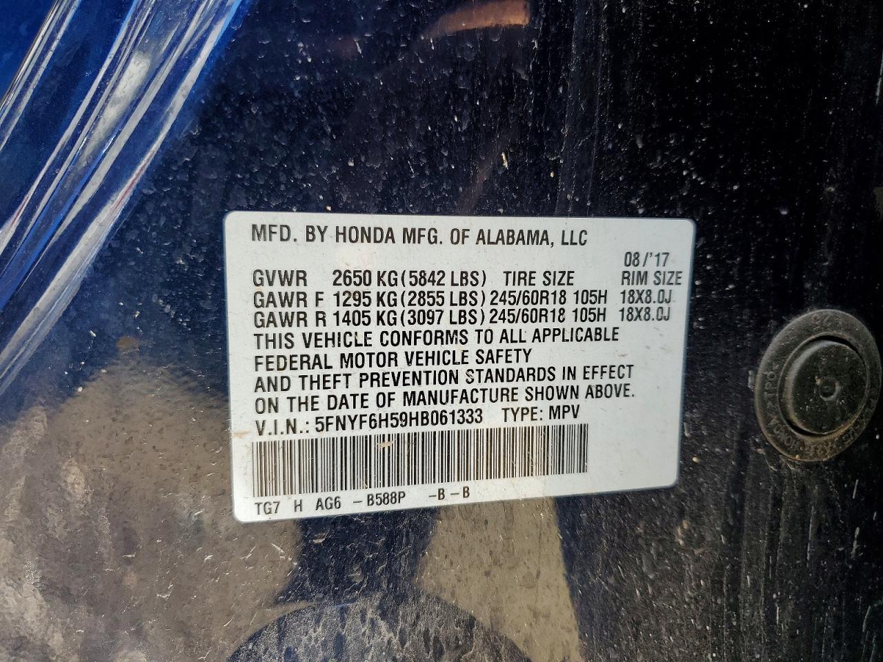 2017 Honda Pilot exl