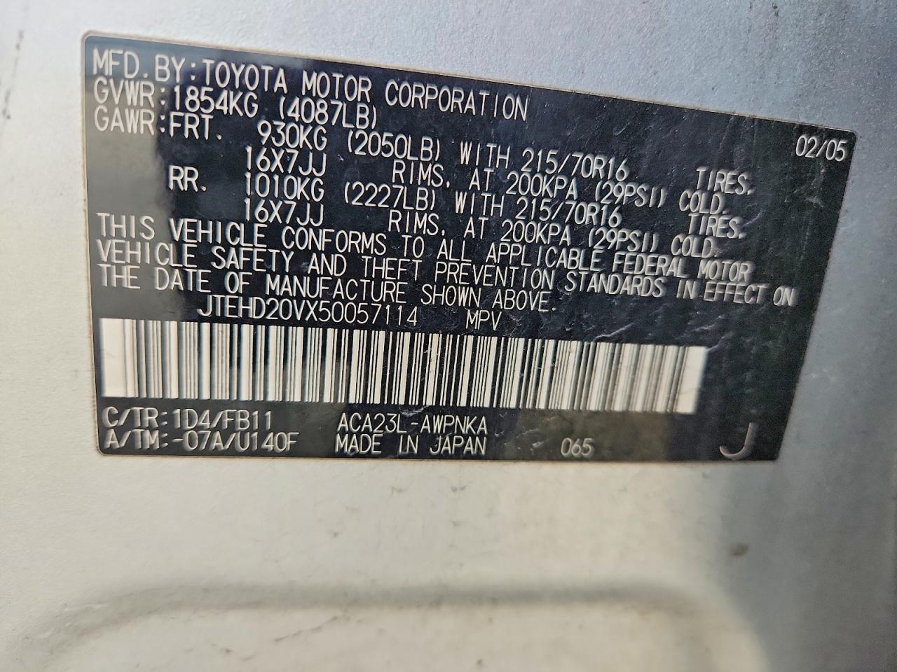 2005 Toyota Rav4 Base