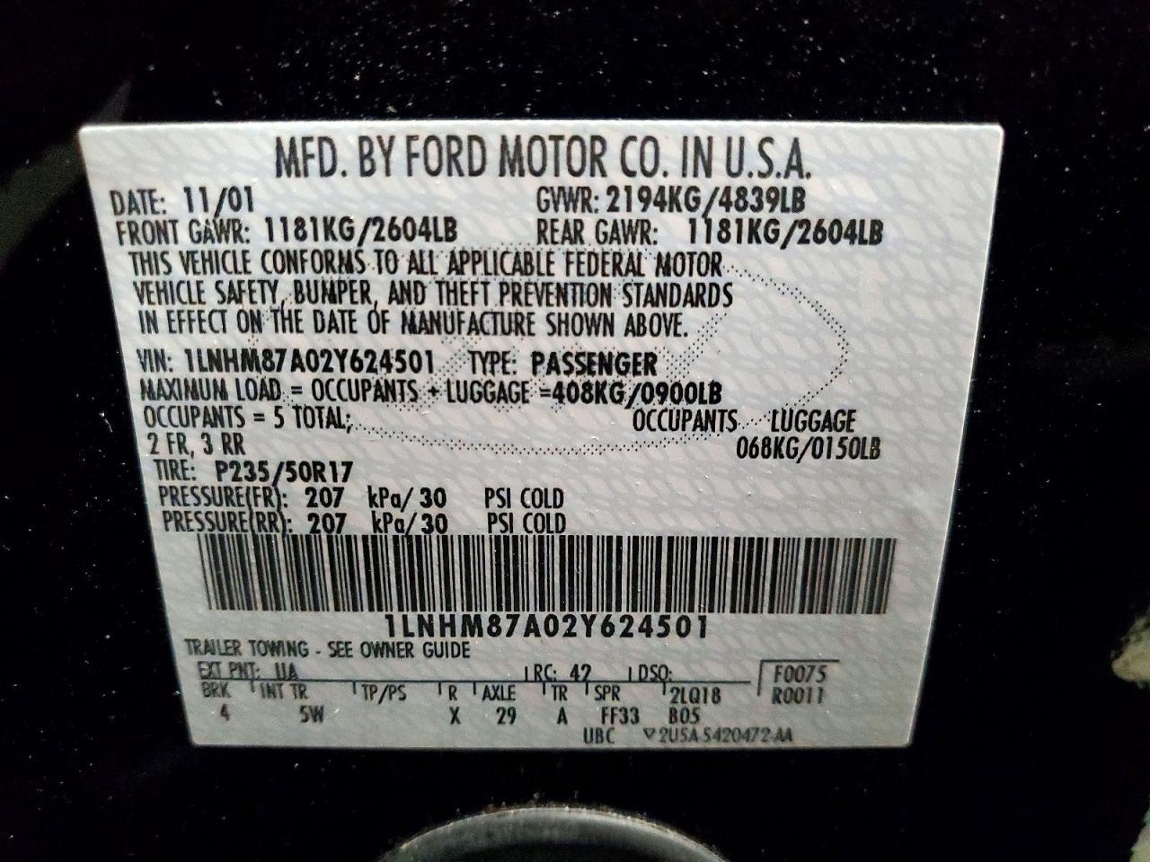 2002 Lincoln Townhouse LS