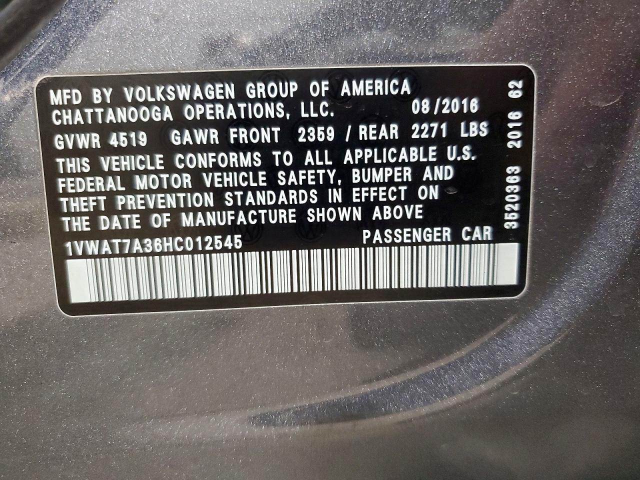 2017 Volkswagen Passat s