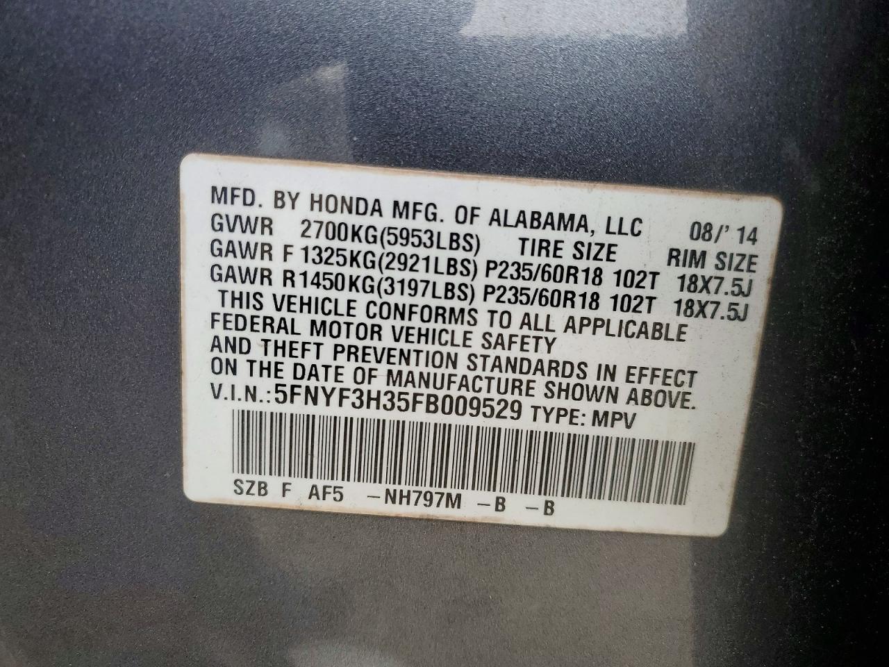 2015 Honda Pilot se