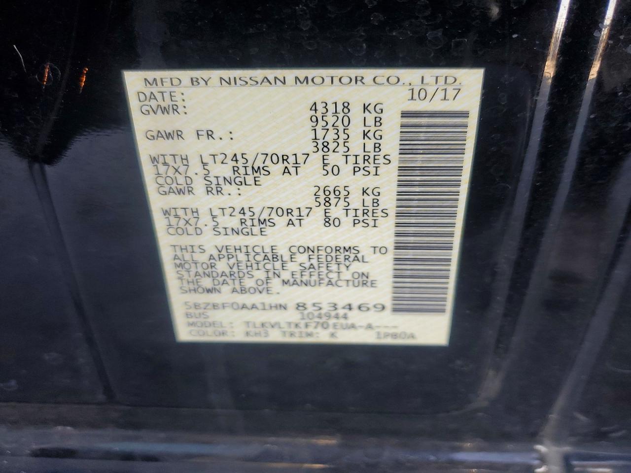 2017 Nissan NV 3500 HD SV