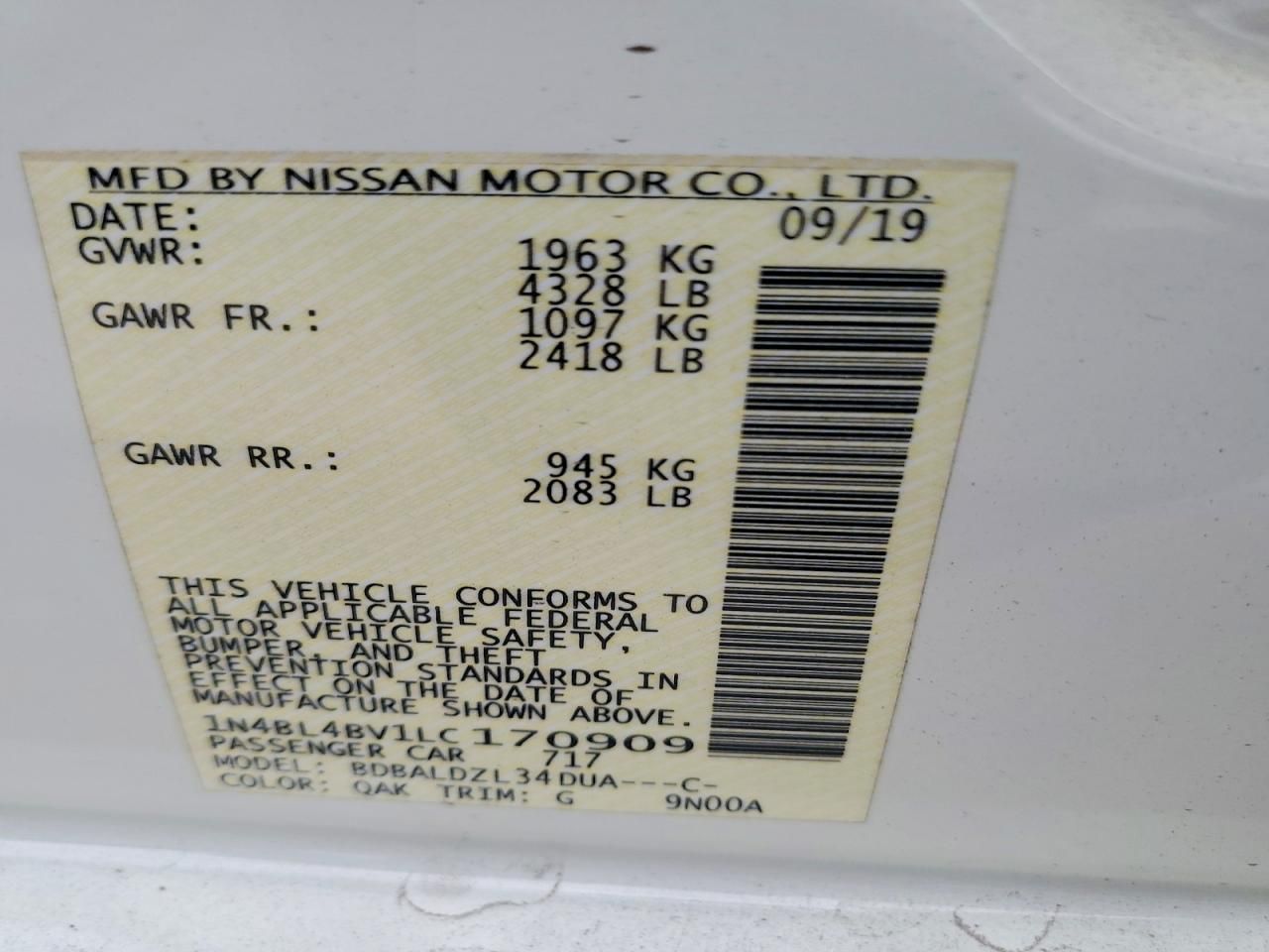 2020 Nissan Altima s