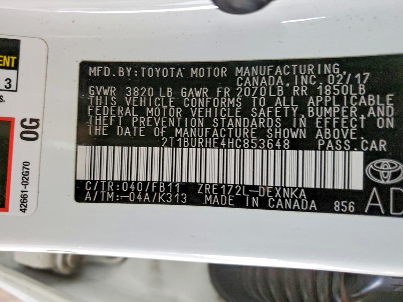 2017 Toyota Corolla l