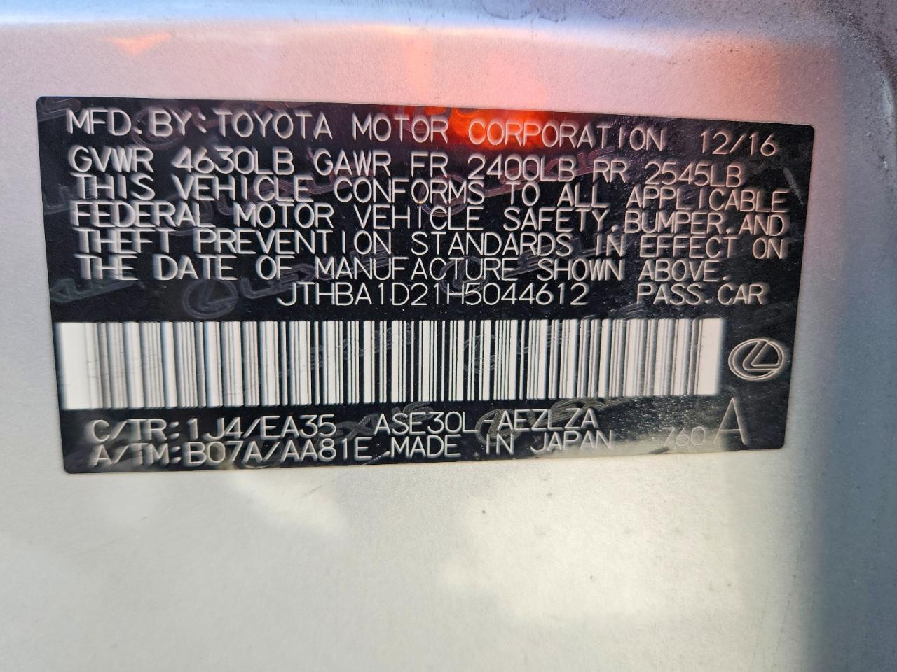 2017 Lexus Is 200t