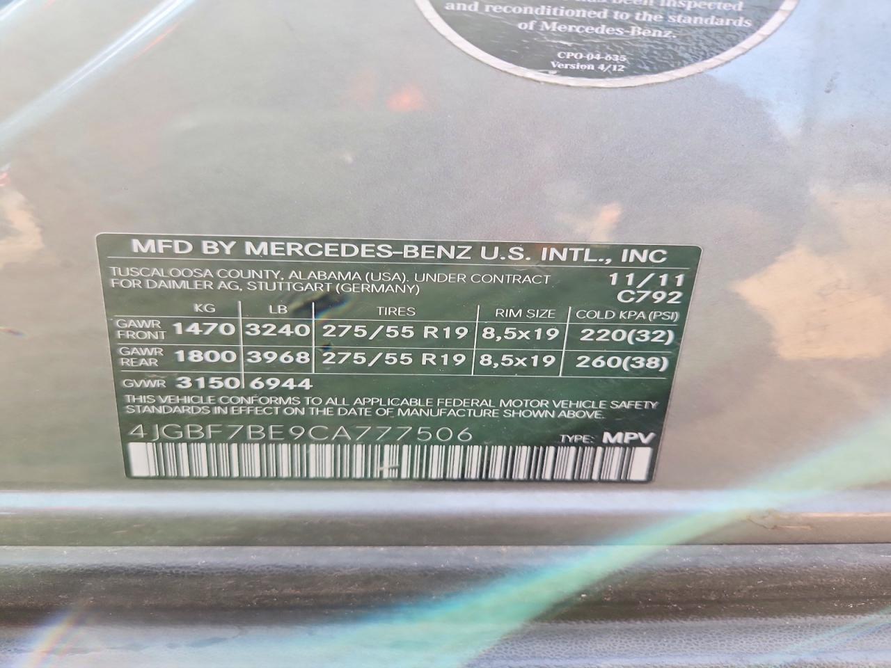 2012 Mercedes-Benz Gl 450 4matic