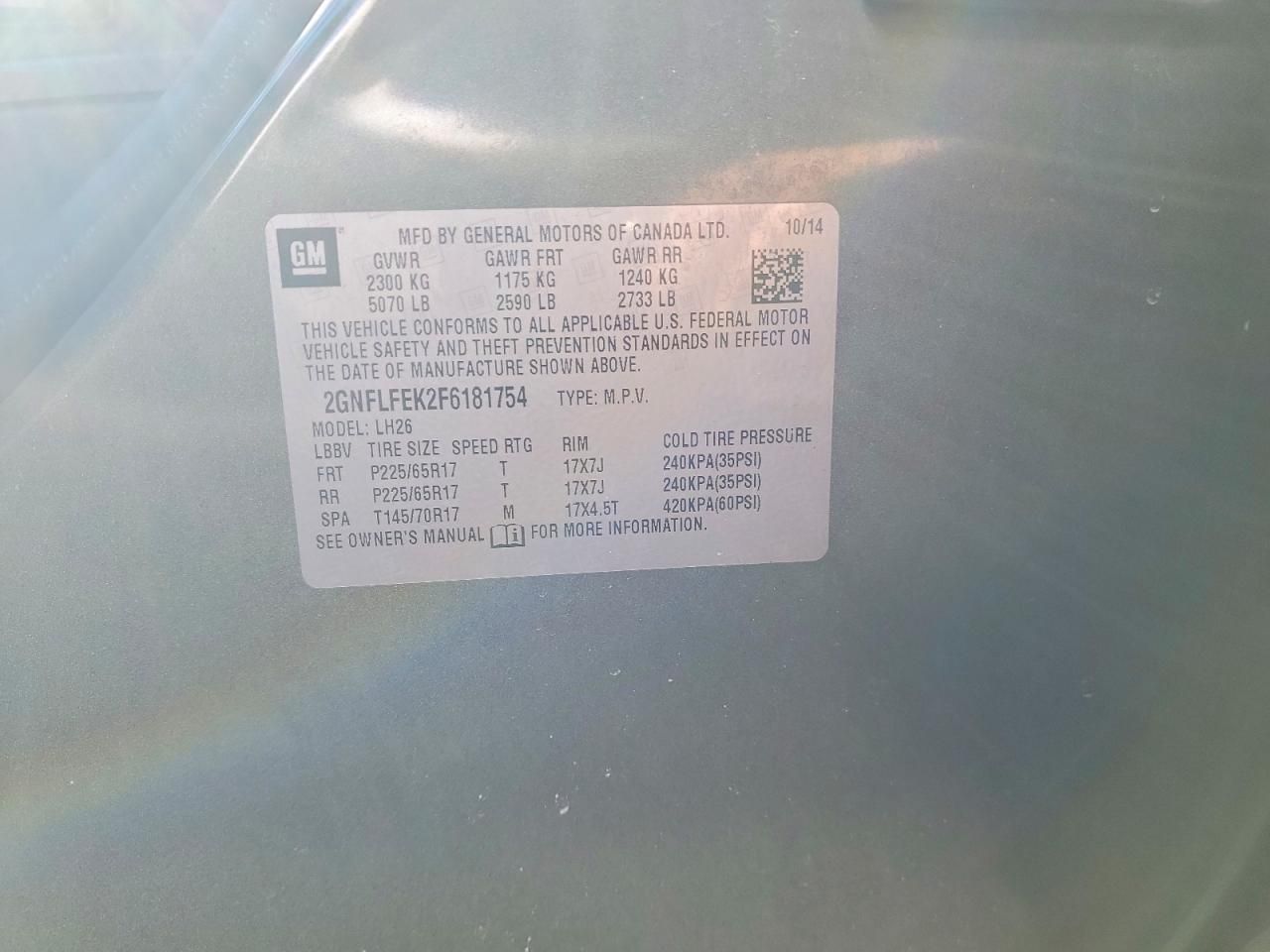 2015 Chevrolet Equinox lt