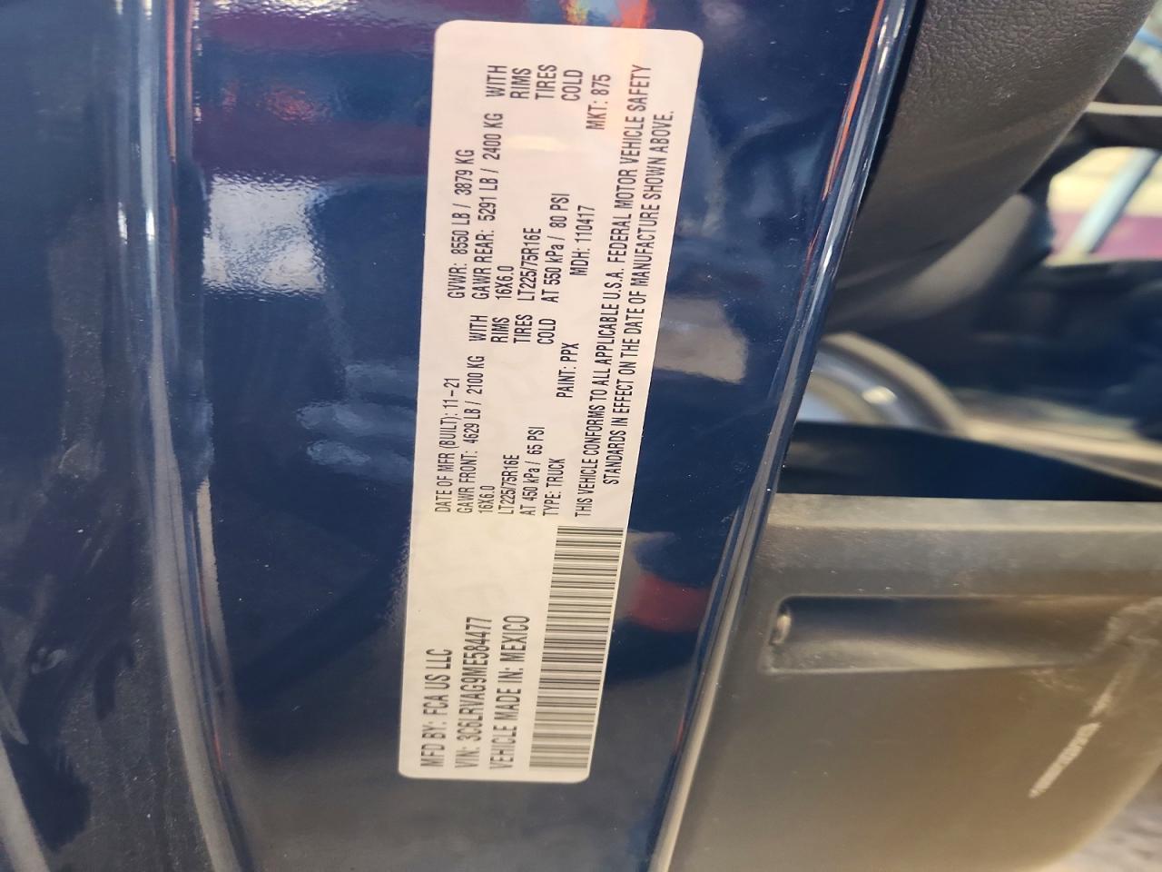 2021 Dodge RAM Promaster 1500 Utility / Service Van