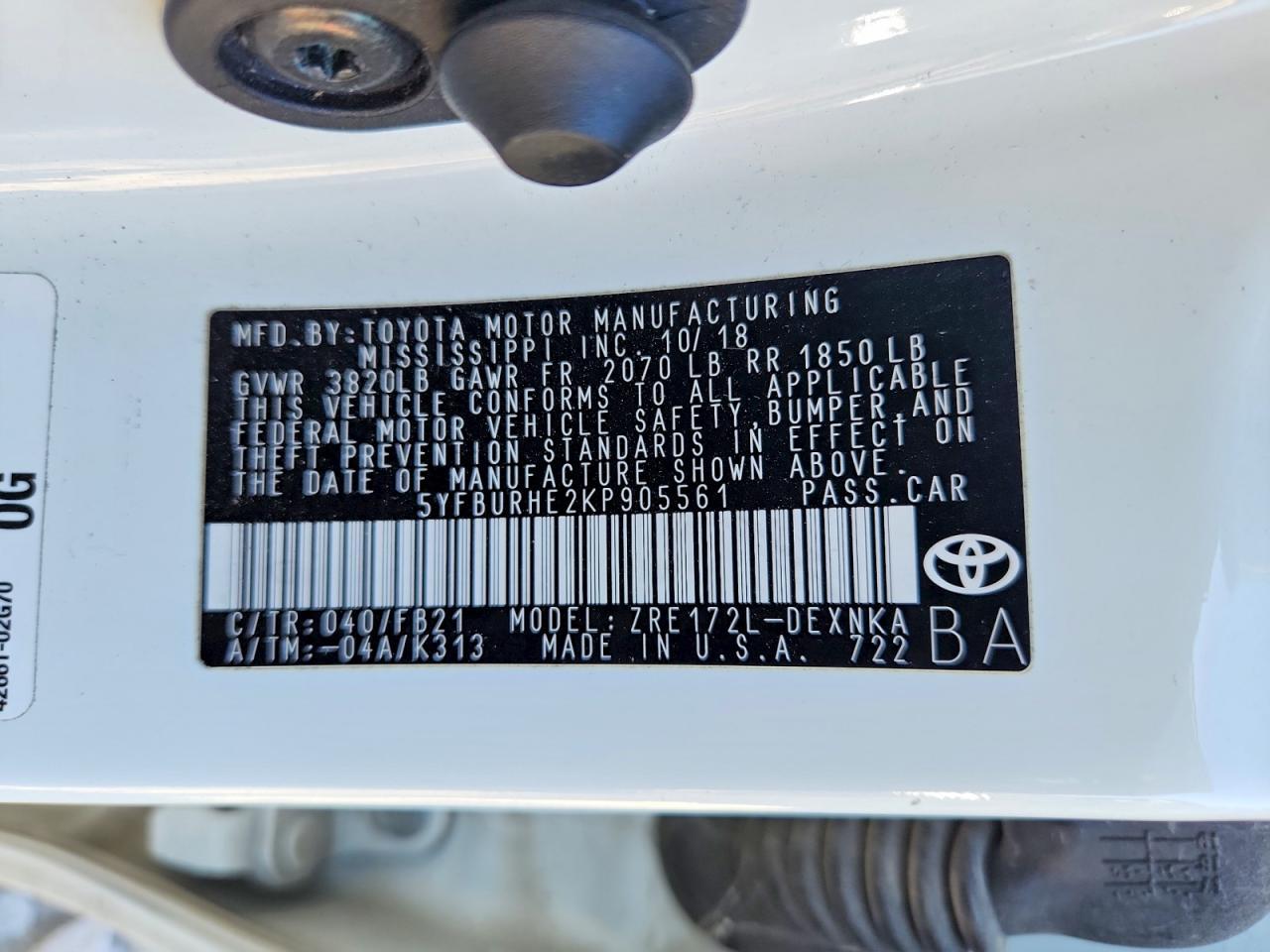 2019 Toyota Corolla l