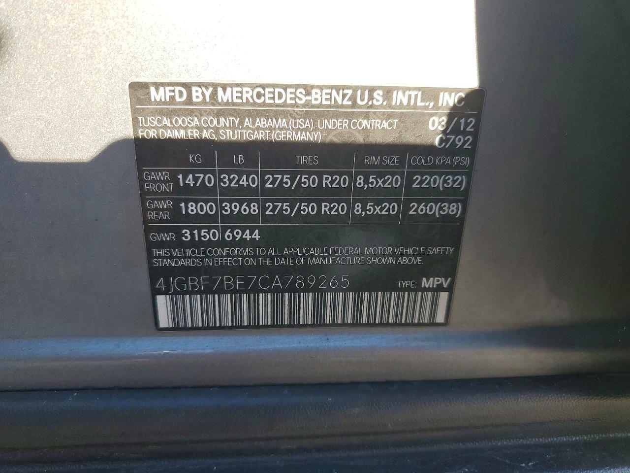 2012 Mercedes-Benz Gl 450 4matic
