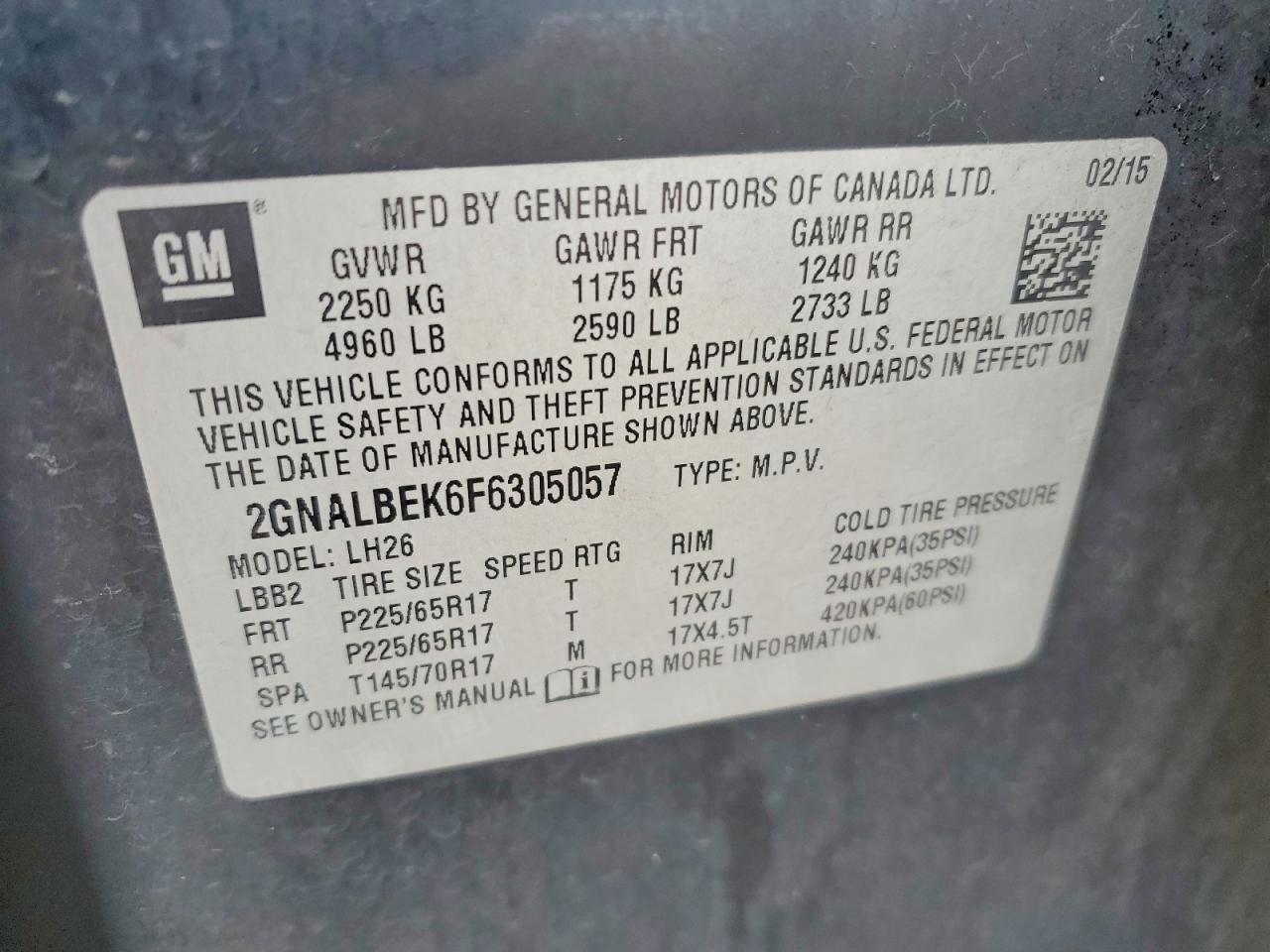 2015 Chevrolet Equinox lt