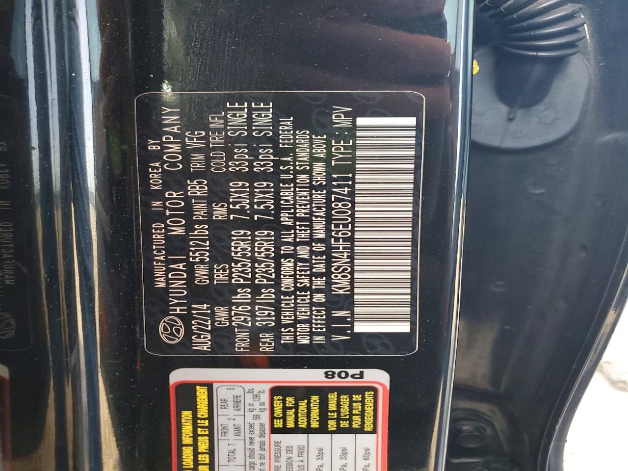 2014 Hyundai Santa fe gls