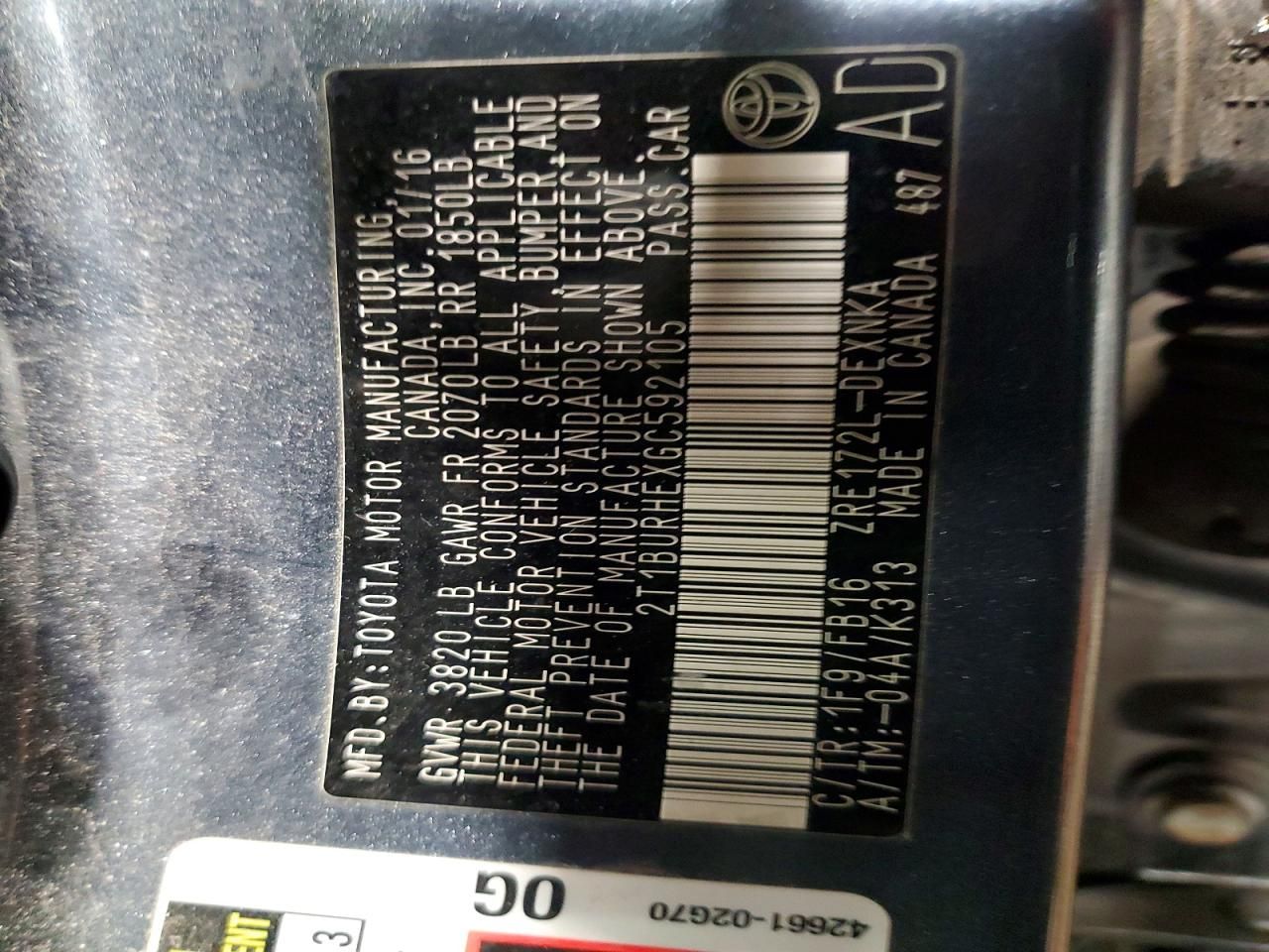 2016 Toyota Corolla l