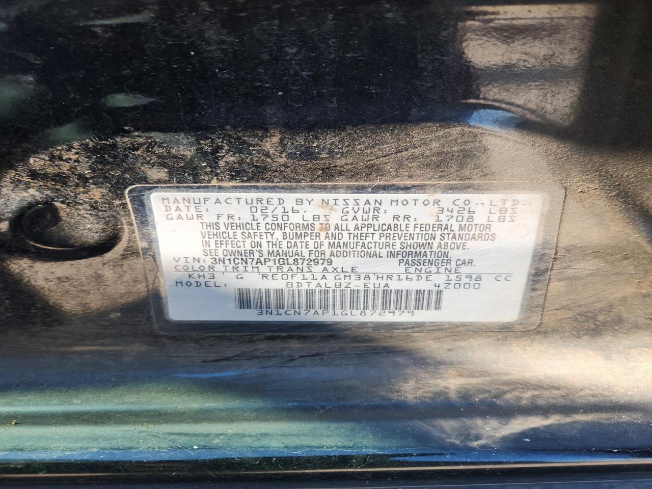 2016 Nissan Versa 1.6 sv