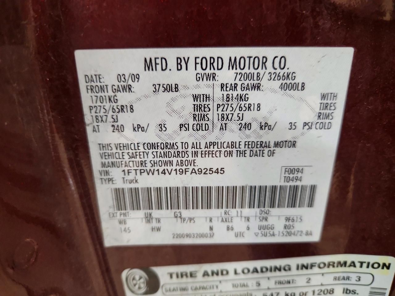 2009 Ford F150 Supercrew