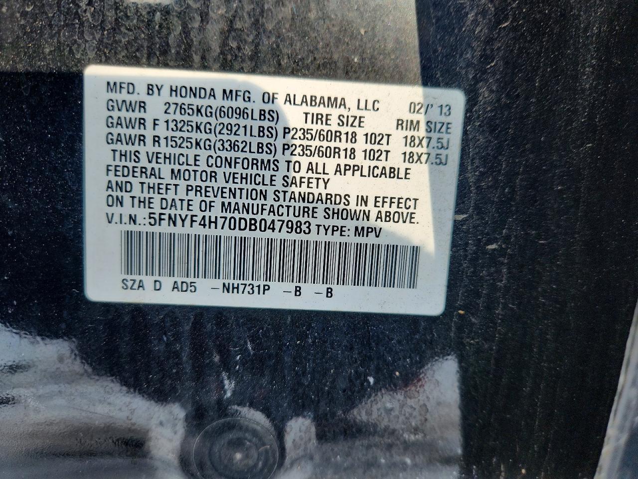 2013 Honda Pilot Exln