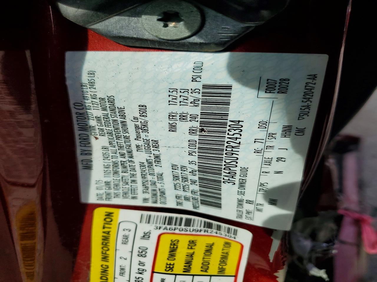 2015 Ford Fusion Titanium Phev