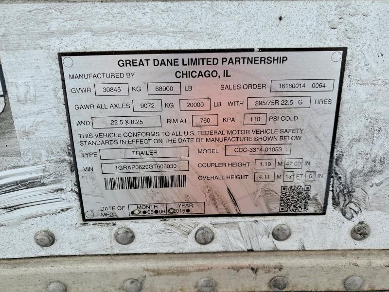 2016 Great Dane CCC-3314-01053 DRY Van Trailer