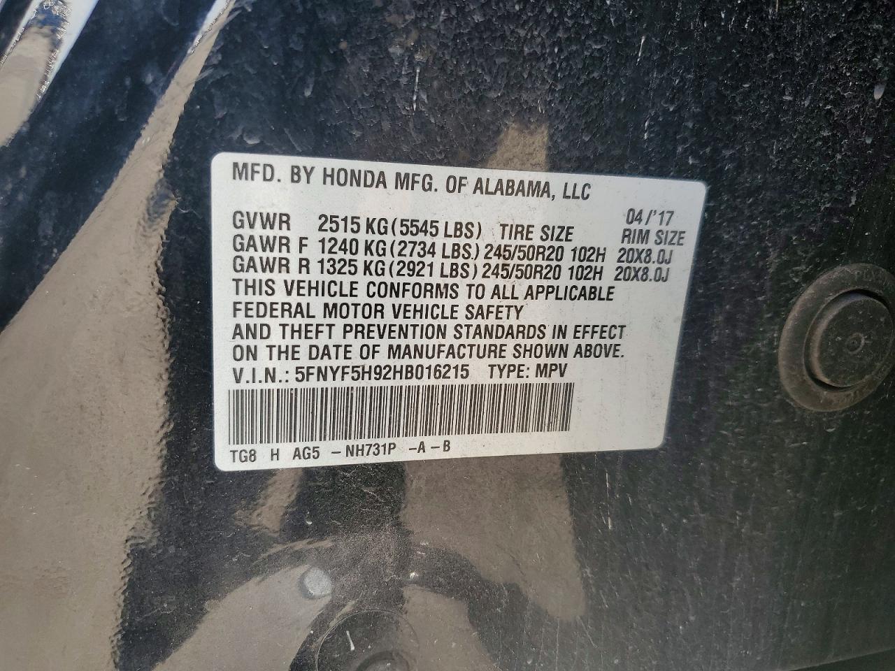 2017 Honda Pilot Touring
