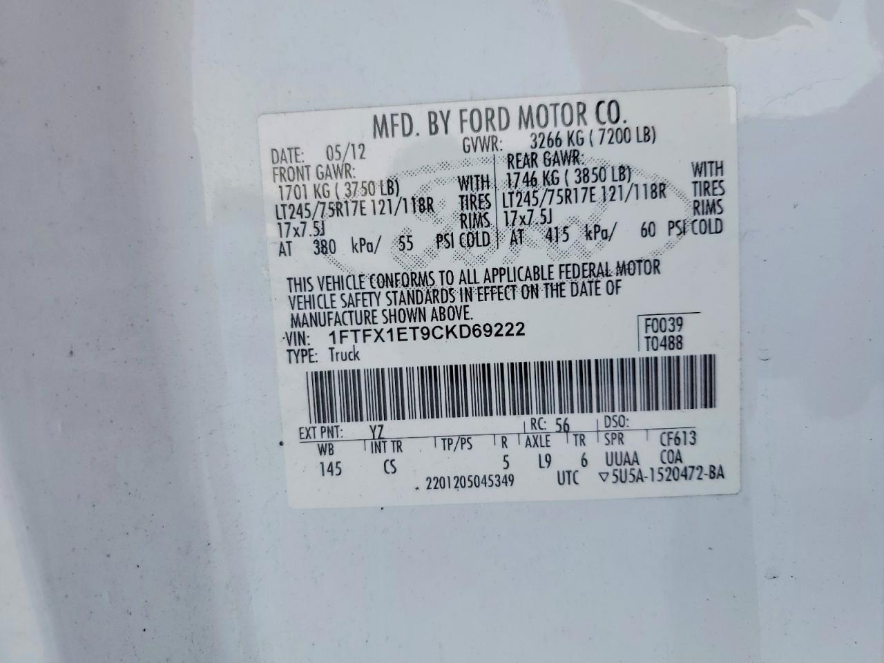 2012 Ford F150 Super cab