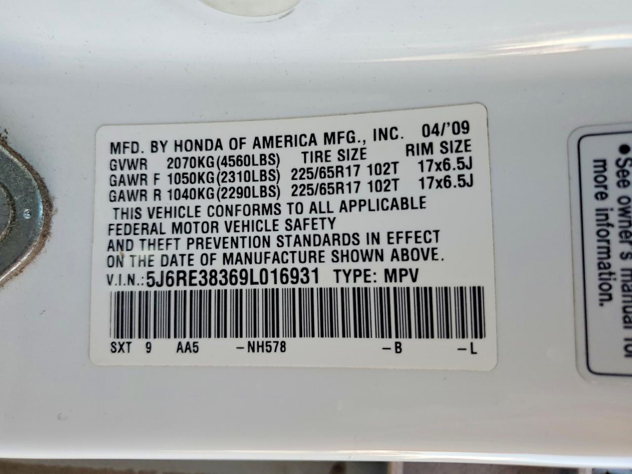 2009 Honda Cr-v lx