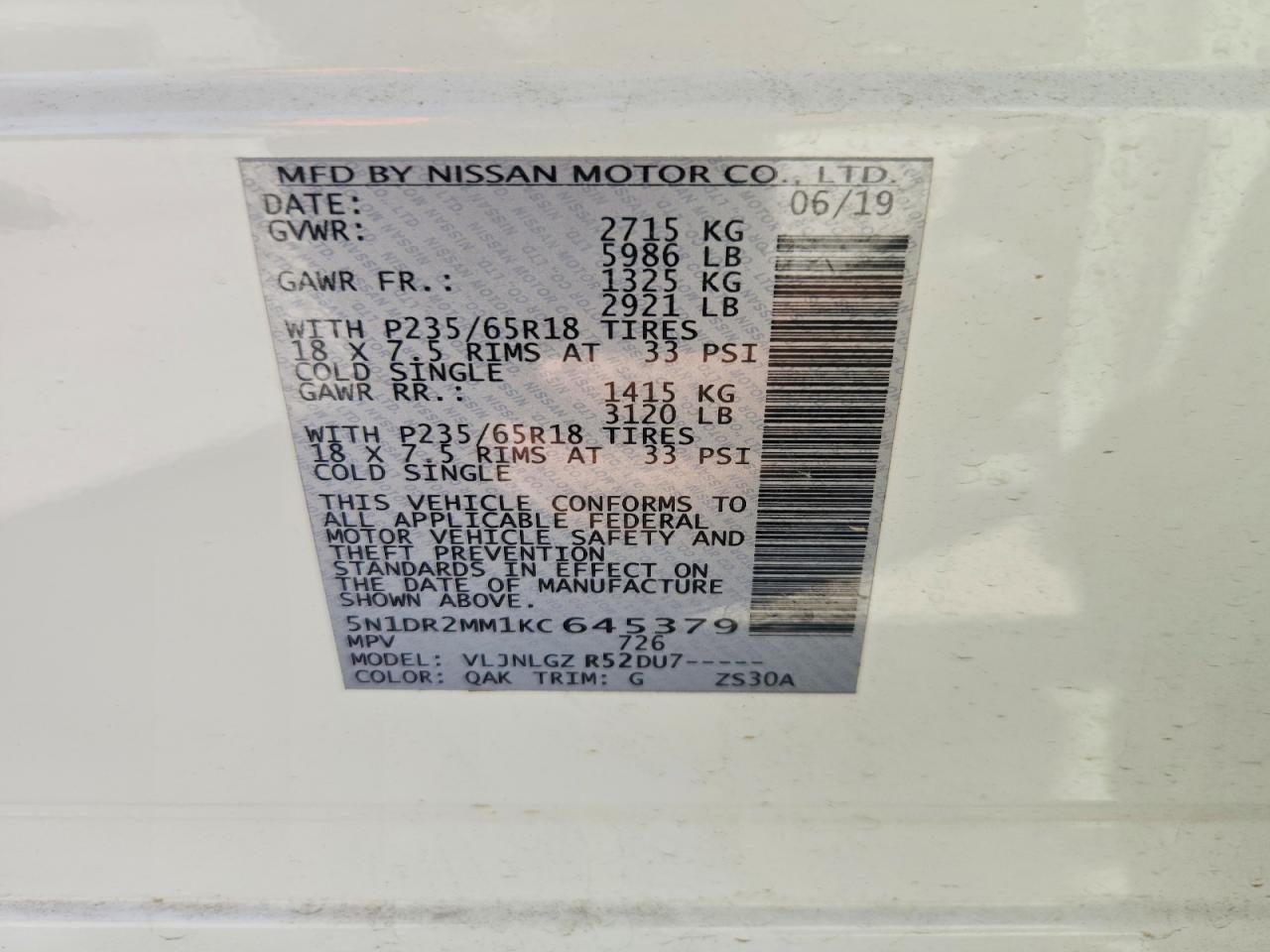 2019 Nissan Pathfinder sl
