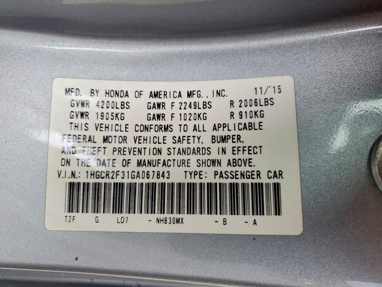 2016 Honda Accord lx