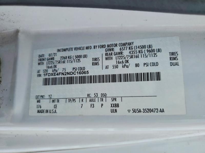 2022 Ford Econoline E450 Super Duty Cutaway Van