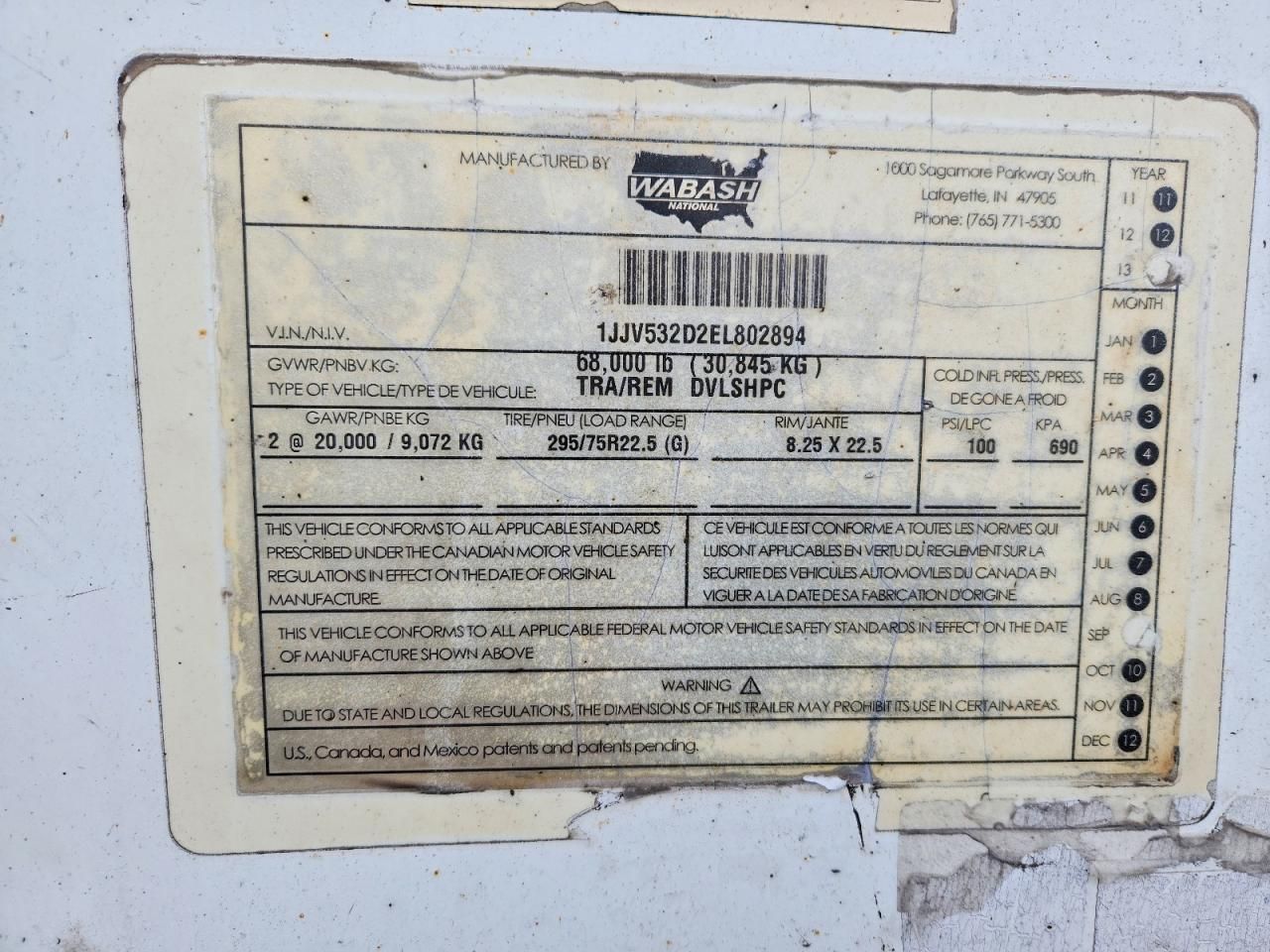2014 Wabash Trailer-DRY Van Trailer