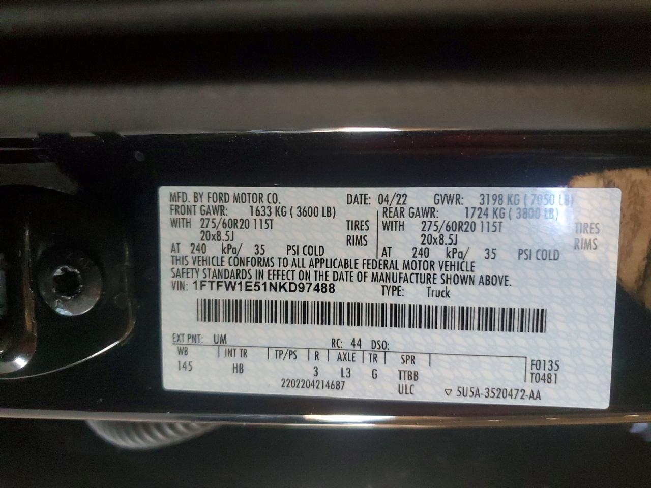 2022 Ford F150 Supercrew