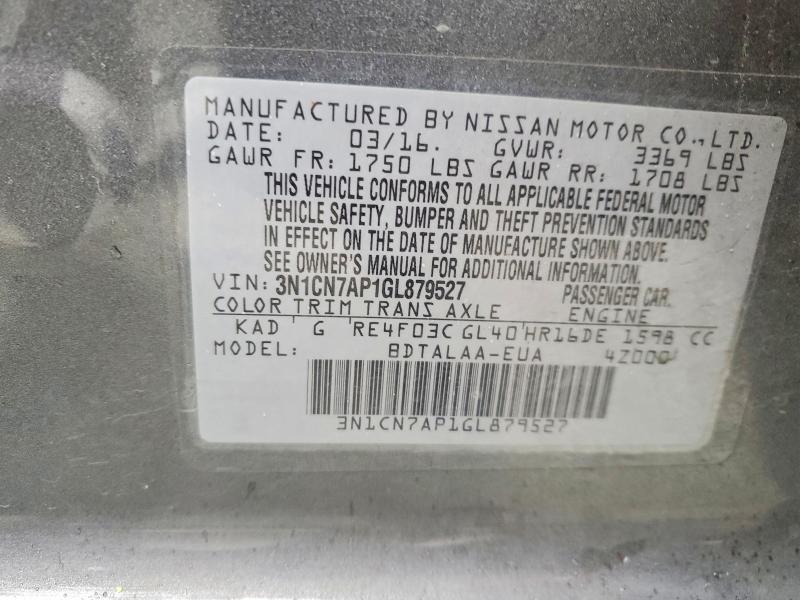 2016 Nissan Versa 1.6 s