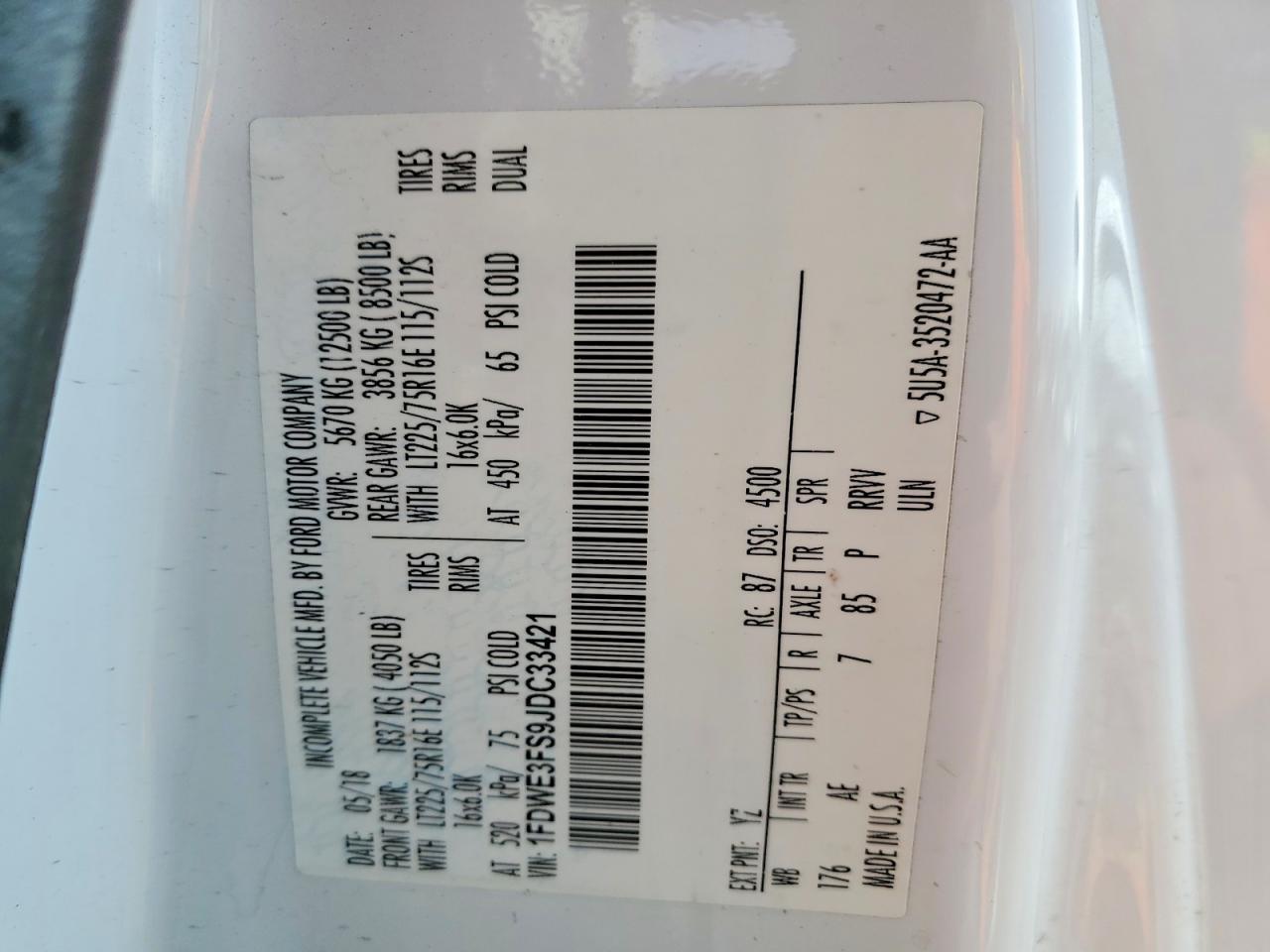 2018 Ford E350 BOX Truck