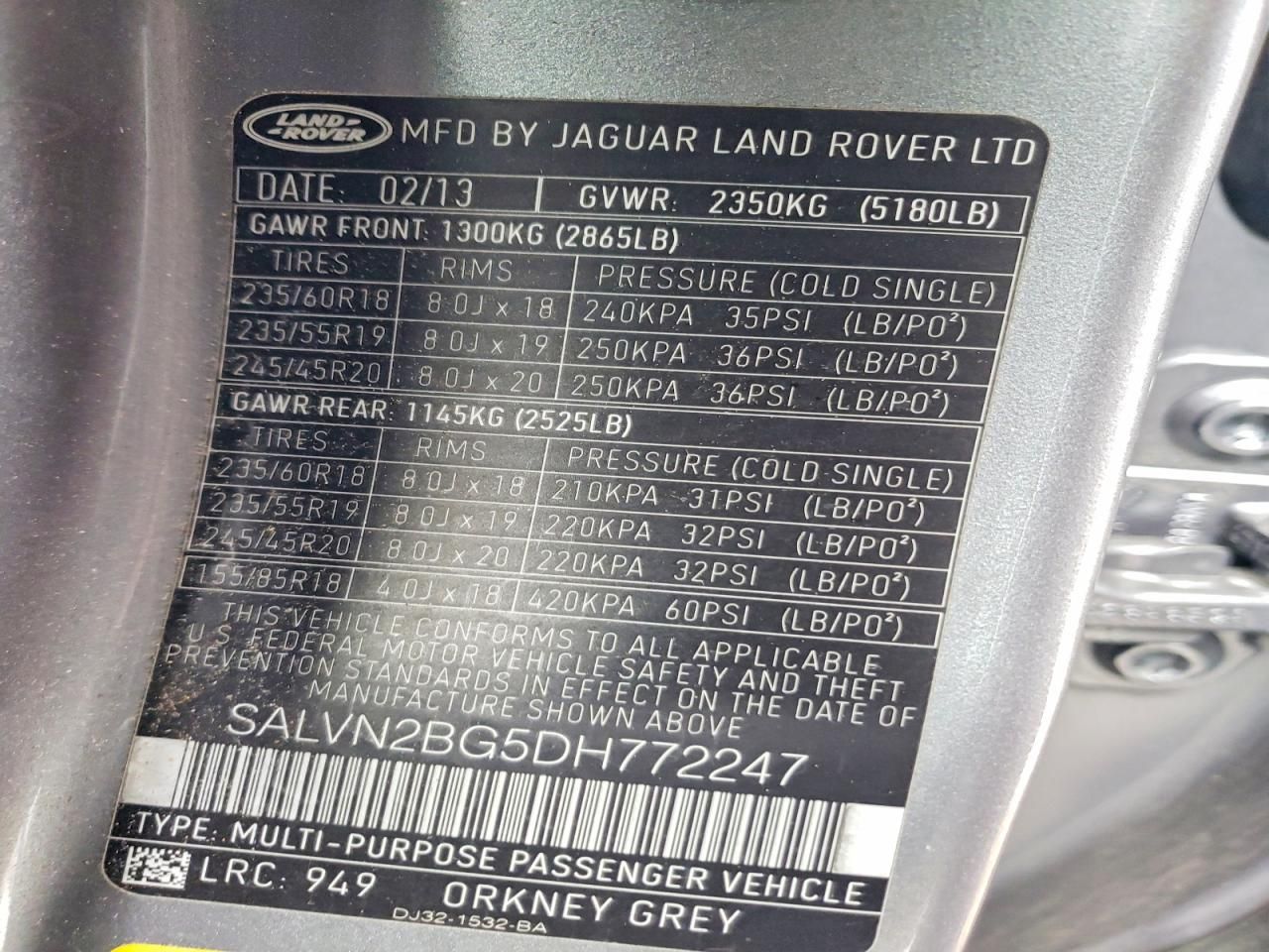 2013 Land Rover Range Rover Evoque Pure