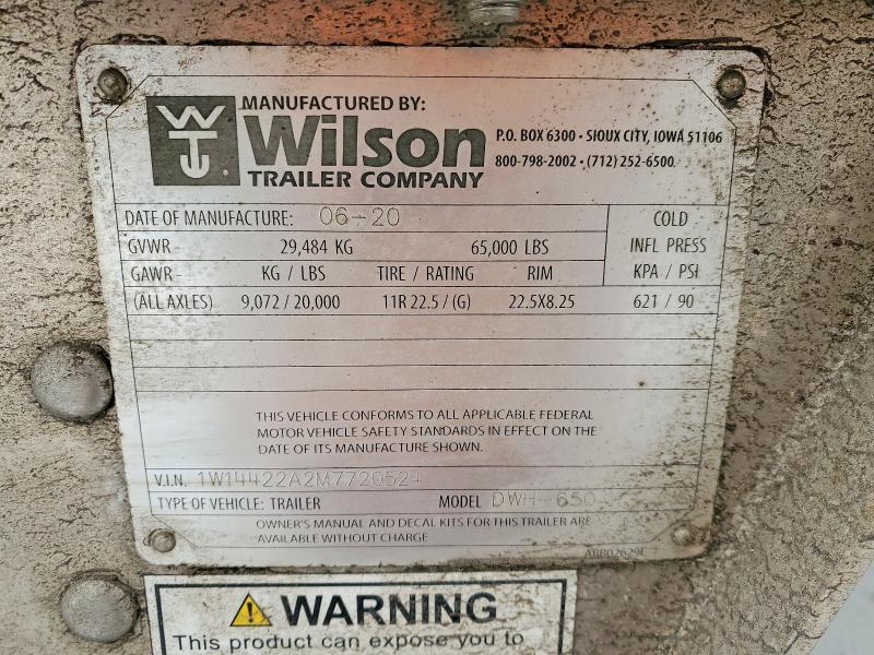 2021 Wilson DWH-650 Grain Trailer