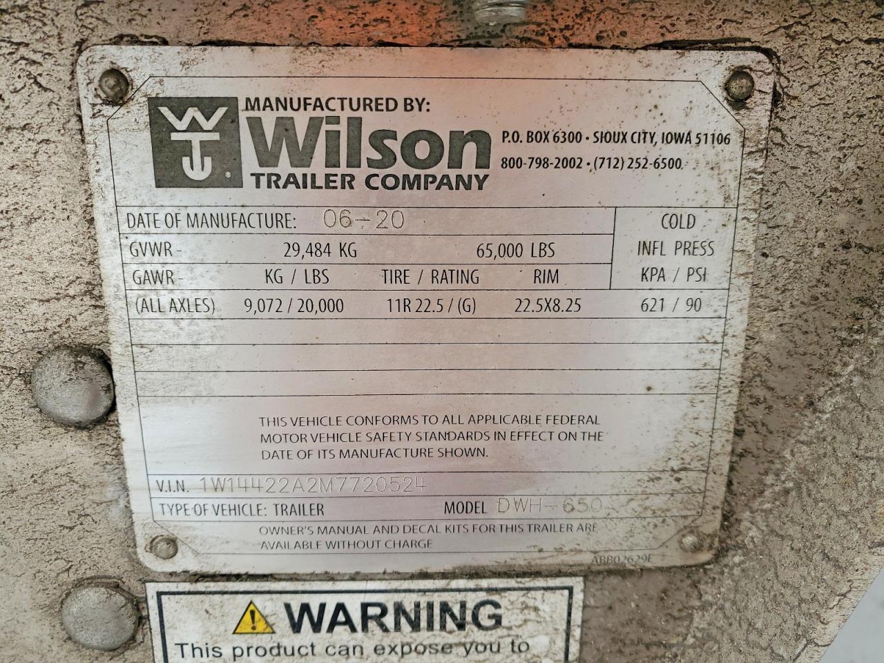 2021 Wilson DWH-650 Grain Trailer