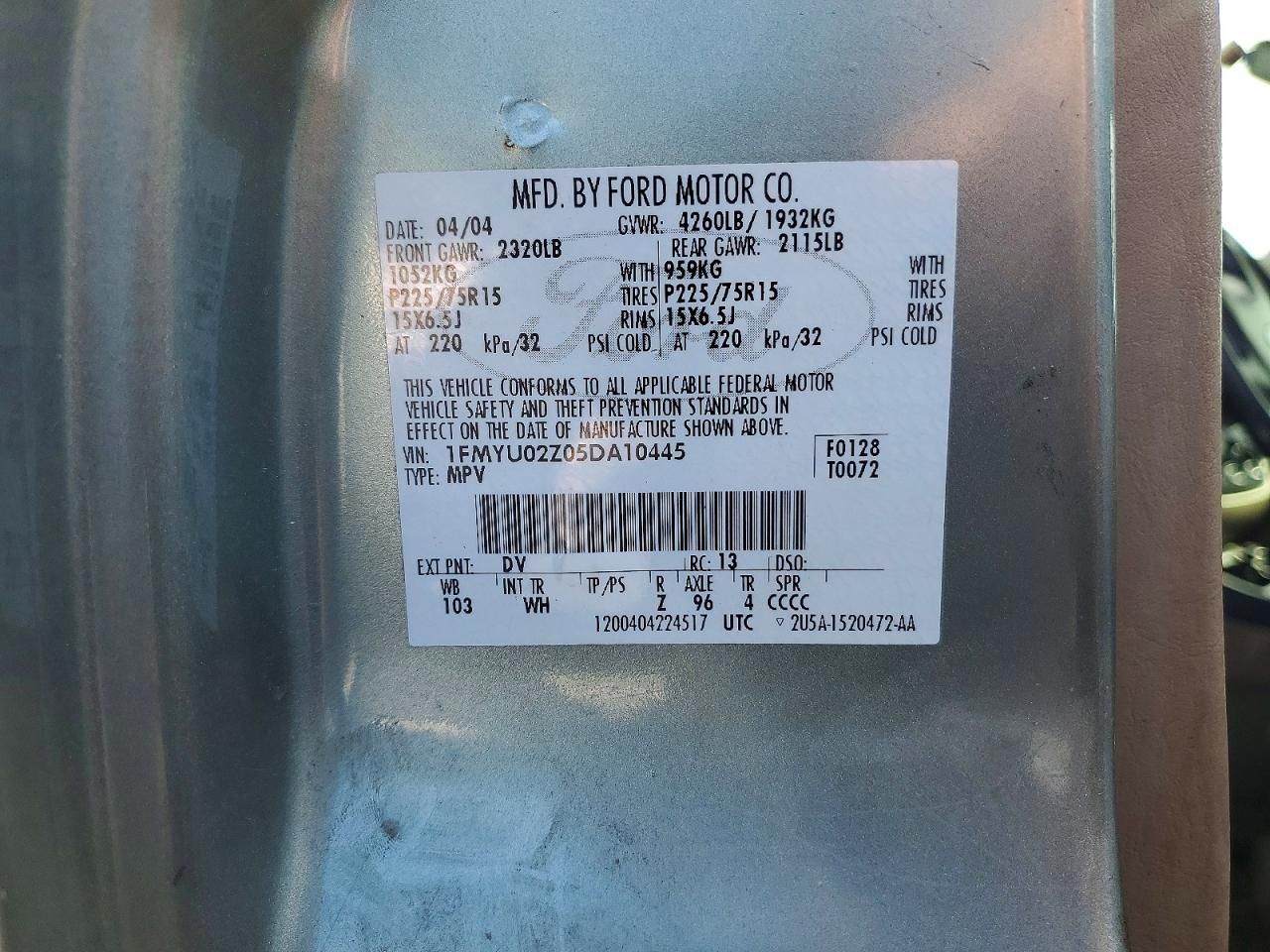 2005 Ford Escape xls