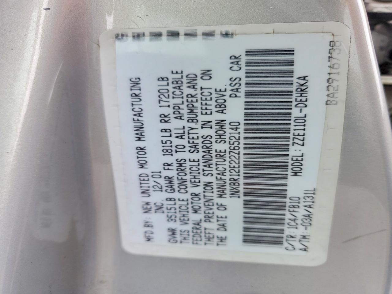 2002 Toyota Corolla ce