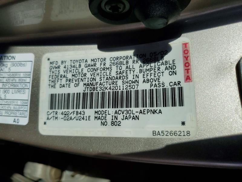 2002 Toyota Camry le