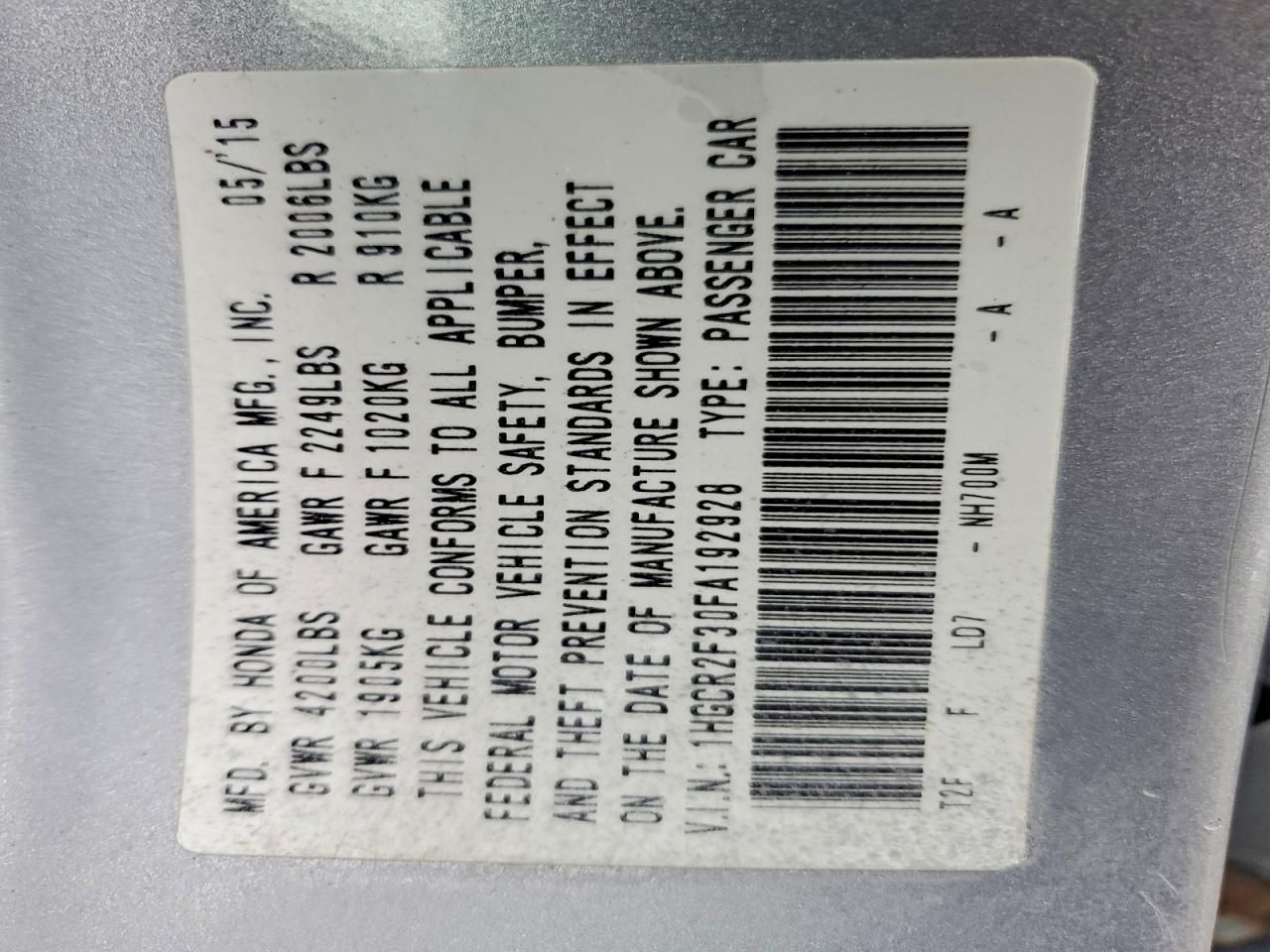 2015 Honda Accord lx