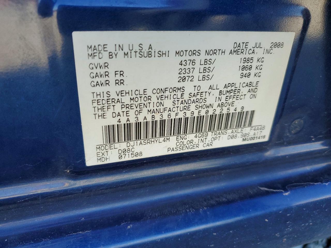 2009 Mitsubishi Galant es