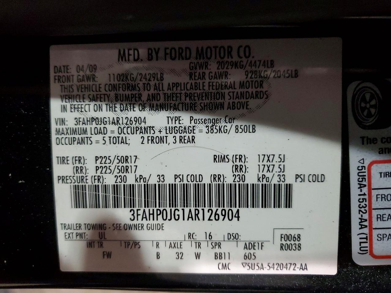 2010 Ford Fusion sel