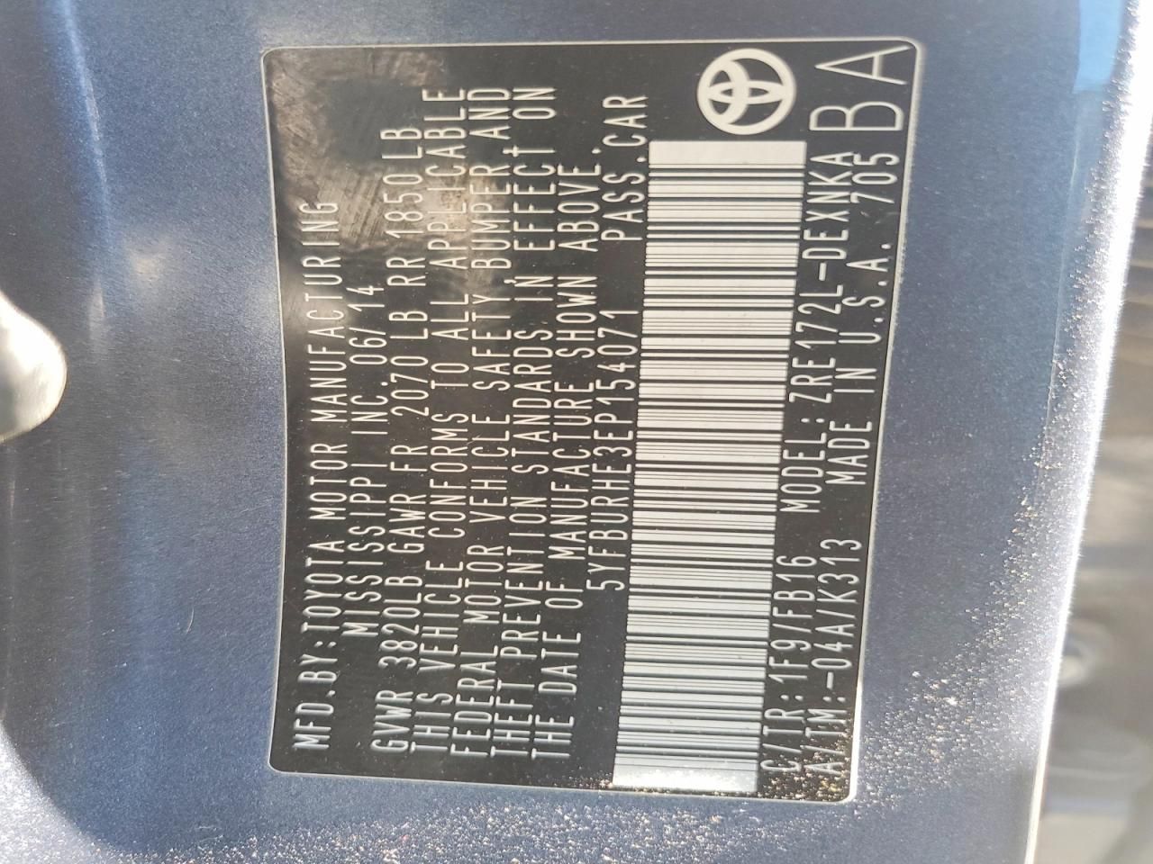 2014 Toyota Corolla l