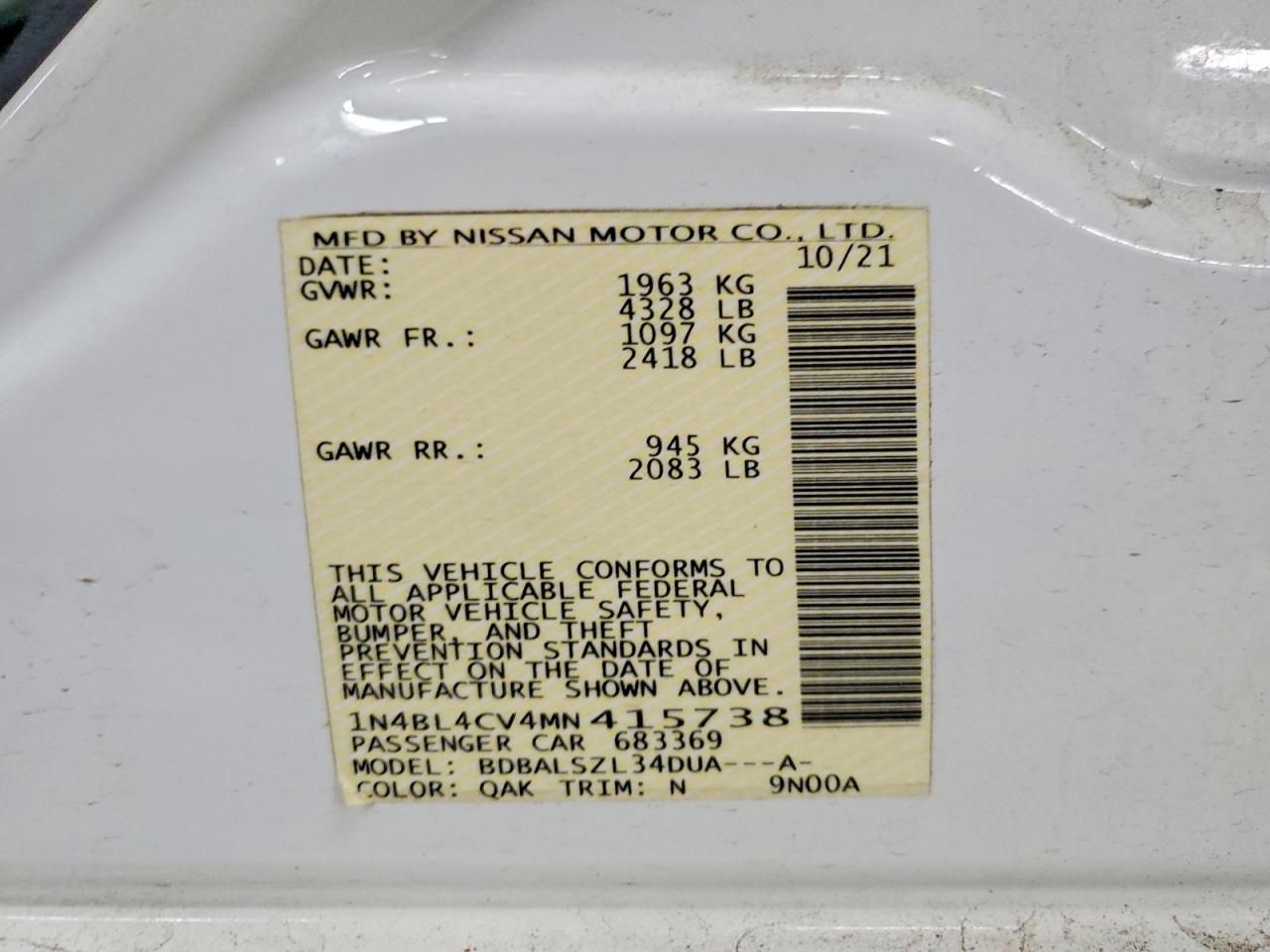 2021 Nissan Altima sr