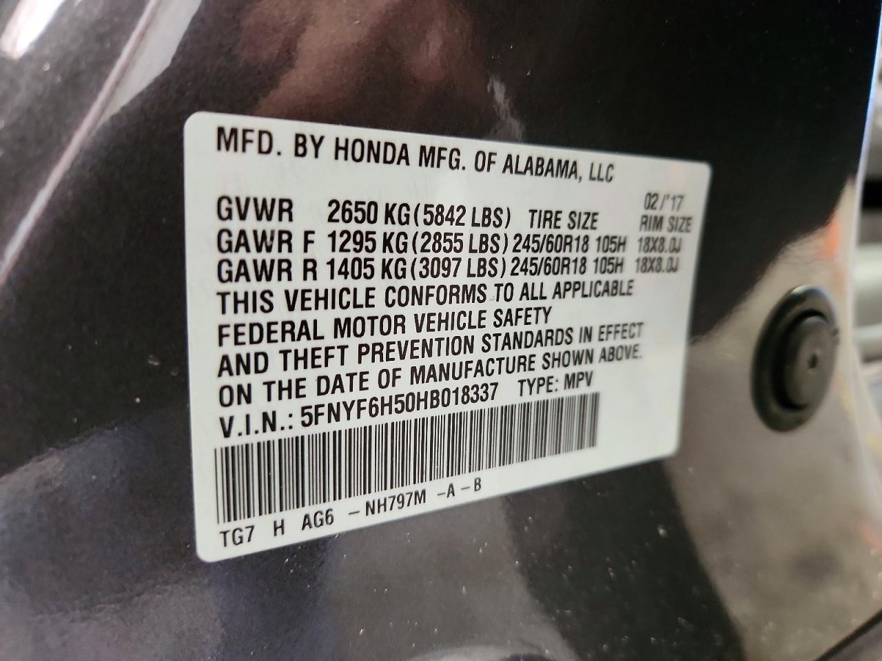 2017 Honda Pilot exl