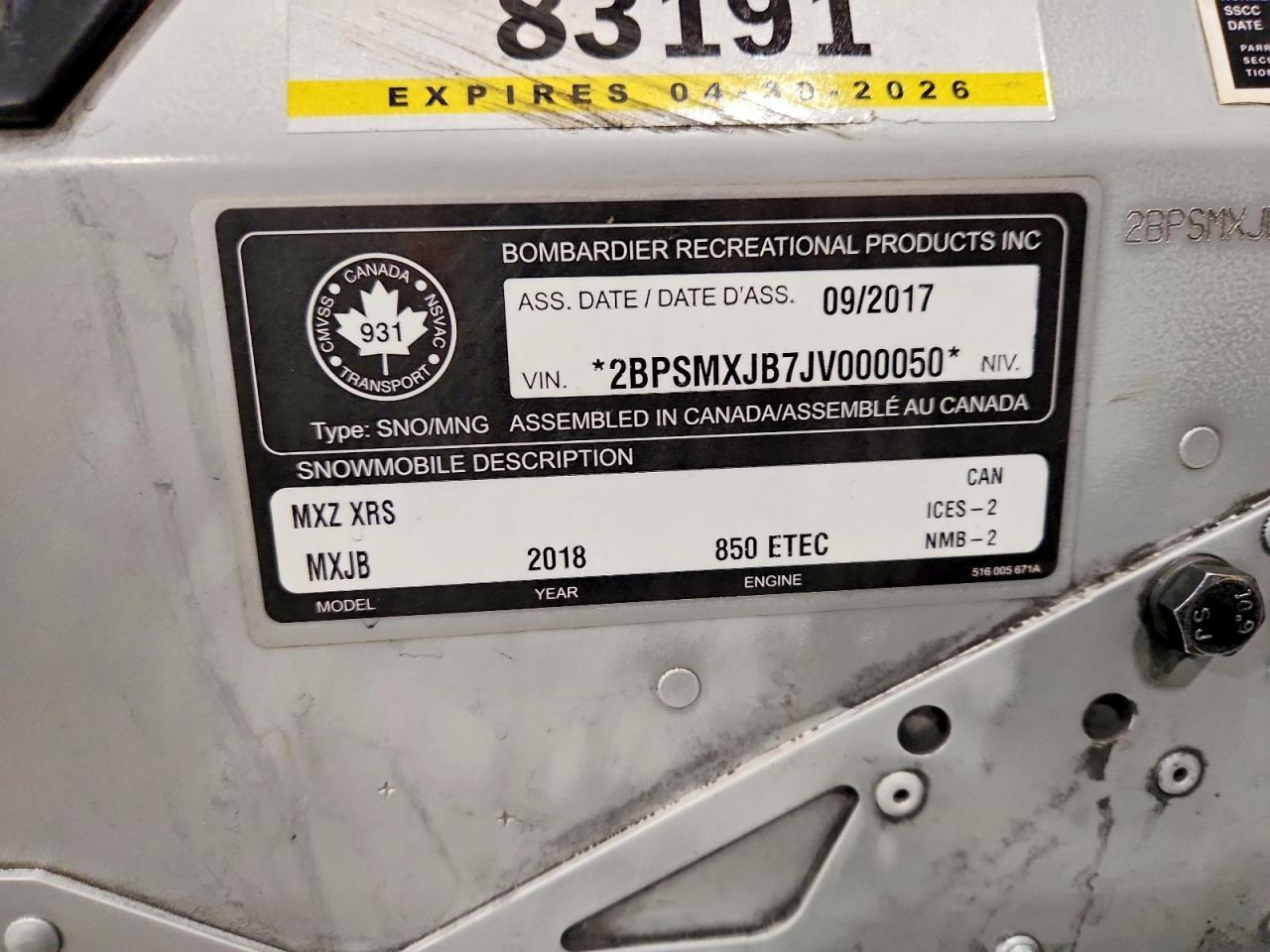 2018 Skidoo 2018 Skid 850